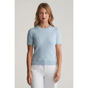 Dámský svetr SVETR GANT STRETCH COTTON CABLE SS C-NECK FRESH BLUE