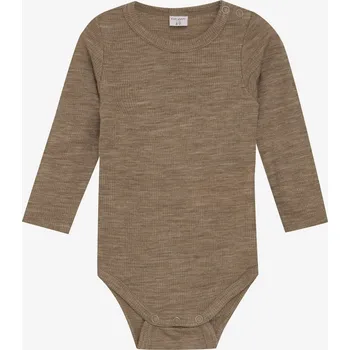 Kojenecký body Merino body pro děti s dlouhým rukávem CeLaVi - hnědé Cocoa Creme Velikost: 62/68