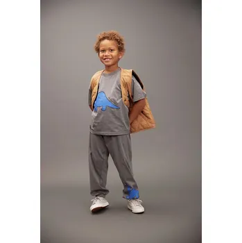 Dětské bavlněné tepláky Mini Rodini Dino 25730140 šedá 90X, vel. 80-86