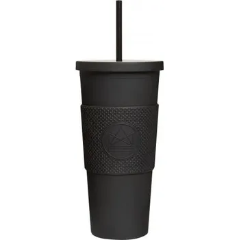 Termohrnek Pohár na pití s brčkem, 625 ml, Kactus, černý