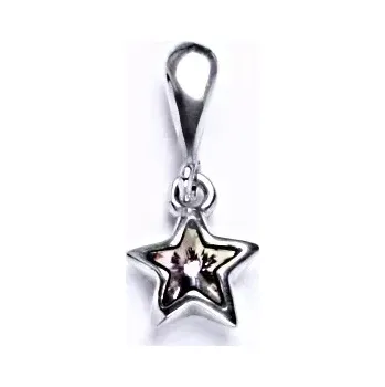 Přívěsek Zlatý přívěsek hvězdička, bílé i žluté zlato, Swarovski krystal vitrail light - P 1326/22 (Swarovski krystal 6x6 mm)