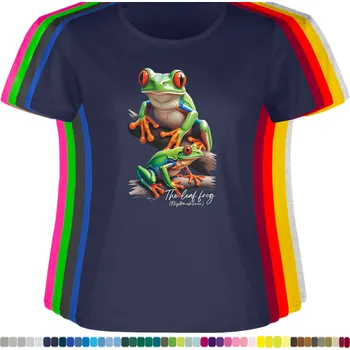 Dámské tričko damske-levne-bavlnene-tricko-digitalni-potisk-zabky-listovnice Barva: Navy - tmavě modrá, velikost: XXL