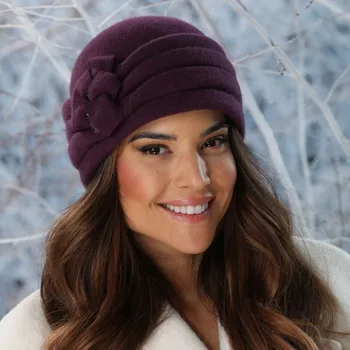Čepice Dámská zimní čepice - fialová Krumlovanka 100% vlna W-0887/2040