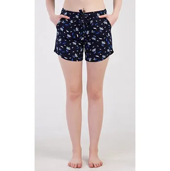 Dámské pyžamo Dámské pyžamové šortky Listy - tmavě modrá - L