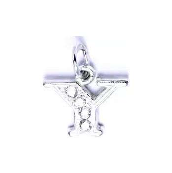 Přívěsek Zlatý přívěsek, bílé zlato, čiré zirkony, písmenko Y, P 1106 (Zlaté písmeno)