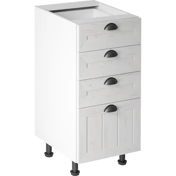 Kuchyňská skříňka Spodní skříňka se čtyřmi šuplíky D40S4, bílá / sosna andersen, PROVANCE