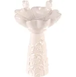 Pítko pro ptáčky - tvar květ, stojaté, keramika, bílé (cs)