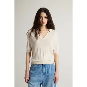 Dámský svetr SVETR WOOLRICH SUPER FINE YARN POLO WHITE