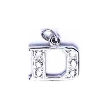 Přívěsek Zlatý přívěsek, bílé zlato, čiré zirkony, písmenko D, P 1106 (Zlaté písmeno)
