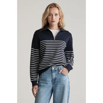 Dámská mikina MIKINA GANT BRETON RIB HALF ZIP SWEAT EVENING BLUE