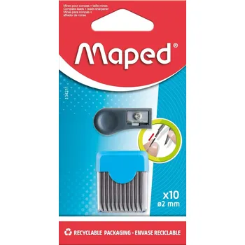 Náplň do psacích potřeb Maped Náhradní tuhy do kružítka s ořezávátkem 2 mm 10 ks