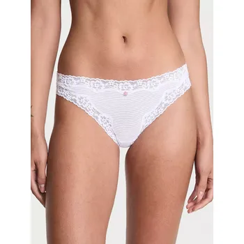 Kalhotky Victoria's Secret dámské kalhotky Bikini s krajkou bílé L