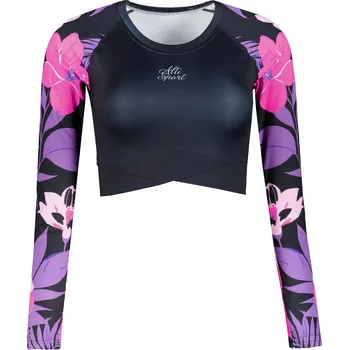 Dámské tričko Dámský funkční crop top premium ALTISPORT VOJ/ALW115TR04 FIALOVÁ-ČERNÁ XXL