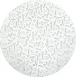 Ubrus kulatý - stříbrný vánoční vzor, 100% polyester, pr. 140 cm.