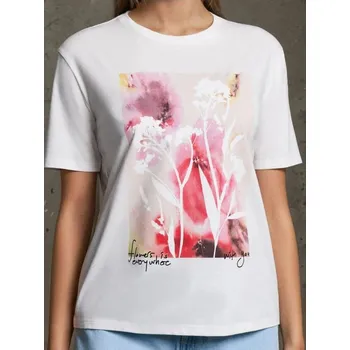 Oblečení a móda Sinsay - Tričko s potiskem - krémová - 243IN-01X - 243IN-01X-L