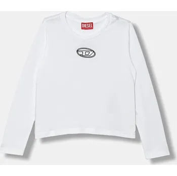 Dětské bavlněné tričko s dlouhým rukávem Diesel TIVALSYLS T-SHIRT J02431 bílá 00X, vel. 120