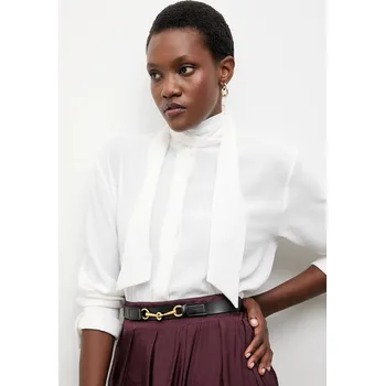 Košile Answear.LAB dámská, bílá barva, relaxed, s vázaným výstřihem ST.0557.TOS 00X, vel. L