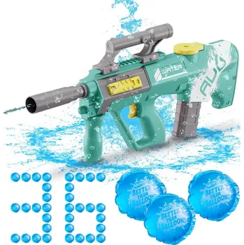 Dětská zbraň Export Elektrická Vodní Pistole AUG zelená XD8011 + Vodní Bomby Nerf