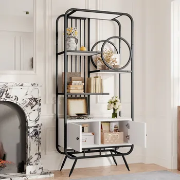 Knihovna Kovové police Skříň Regál výstavní 80 x 30 x 180 cm černá