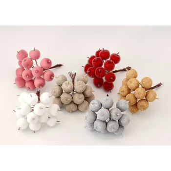 umělá květina Jablíčka na drátku 12 ks - CHAMPAGNE