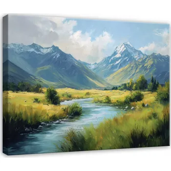 Obraz OBRAZ HORY ŘEKA KRAJINA DO LOŽNICE OBÝVÁKU KUCHYNĚ NA PLÁTNĚ 40x30