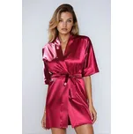 Saténový dámský župan 90 vínový S - Dárková krabička