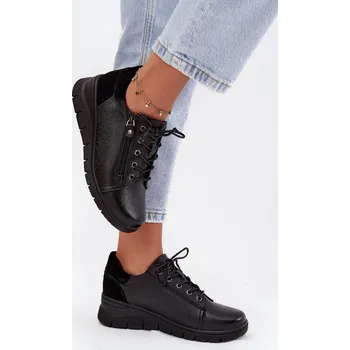 Dámské polobotky Kožené dámské polobotky na platformě Vinceza 39964 Barva: Černá, Velikost: 38