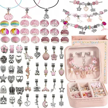 dětská sada na výrobu šperků SADA KORÁLKŮ NA VÝROBU NÁRAMKŮ A ŠPERKŮ CHARMS KORÁLKY DÁREK