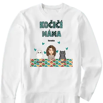 Pánská mikina Mikina - Kočičí máma Mikina / Šedá / 4XL