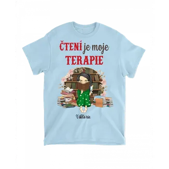 Pánské tričko Tričko - Čtení je moje terapie Tričko / Šedá / 4XL