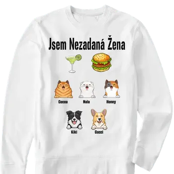 Pánská mikina Mikina - Jsem nezadaná žena - až 10 mazlíčci Šedá / 4XL