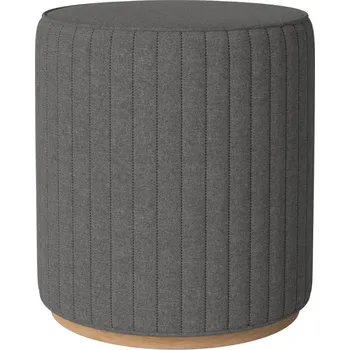 Taburet Bolia Tmavě šedý čalouněný taburet Rigato 40 cm s dubovou podstavou