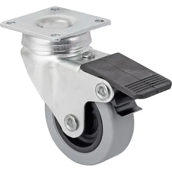 Nábytkové kování Walteco Kolečko přístrojové pro tvrdé podlahy, otočné s brzdou, pr. 50mm