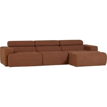 Pohovka WOOOD Hnědočervená bouclé rohová pohovka Novi 300 cm, pravá