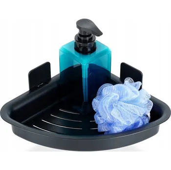 Drátěná police Rohová polička do sprchy černá, nalepovací, 28x22x8 cm