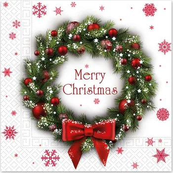 Papírový kapesník PROCOS Vánoční papírové ubrousky 33x33cm 3vrstvé věnec 20ks