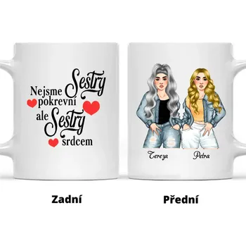 Hrnek - Nejlepší kamarádka Pretty - Nejsme pokrevníSESTRY, ale SESTRY srdcem. Černá