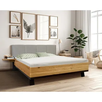 Postel Ahorn Postel Salento 180x200 cm - divoký dub / čalounění šedo-béžové