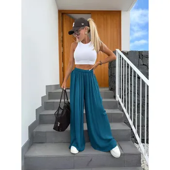 Dámské kalhoty Široké letní kalhoty KLARISA petrolej Velikost: XS - XL