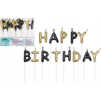 Dortová svíčka NAROZENINOVÉ SVÍČKY PÍSMENA ČERNÁ A ZLATÁ 72048