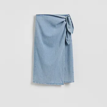 Dámské oblečení Reserved - Džínová midi sukně - modrá - 049FK-50J - 049FK-50J-L