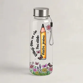 Láhev na pití z RPET, 500 ml, - s vlastním jménem pro učitelky Oranžová