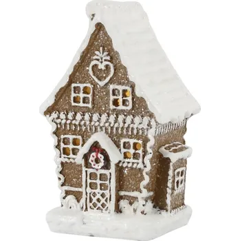 Vánoční dekorace Perníková chaloupka se světýlky Gingerbread Noël LED - 7*6*11cm