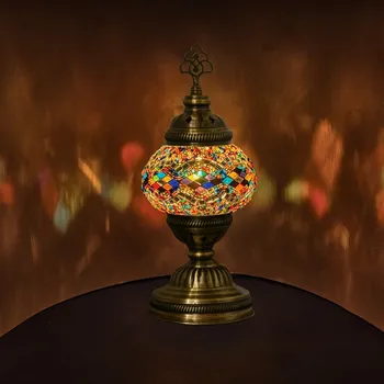 Lampička Krásy Orientu Orientální skleněná mozaiková stolní lampa Mulawan - ø skla 12 cm