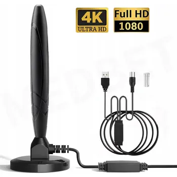 Televizní anténa AKTIVNÍ ANTÉNA + ZESILOVAČ S NÍZKÝM ŠUMEM POKOJOVÁ PRO POZEMNÍ TV DVB-T2 DAB