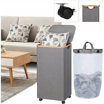 Koš na prádlo KOŠ NA PRÁDLO NA KOLEČKÁCH 75 LITRŮ S VÝJMUTELNOU VLOŽKOU A VÍKEM