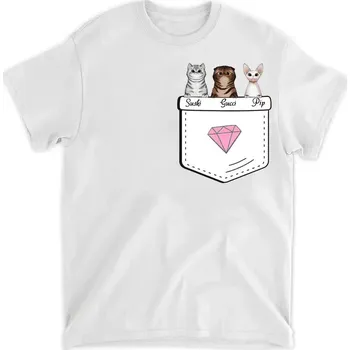 Pánské tričko Tričko - Kočky v kapse Tričko / Bílá / 2XL