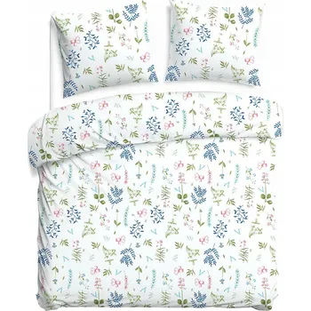 Povlečení Povlečení 180x200 cm, sada FLANELOVÉ BAVLNY s chloupkem, barevné květiny, bílé