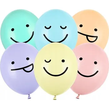 Balónek Balónky 30 cm, Smajlíci, mix barev 6 ks