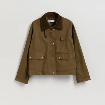 Dámský kabát Reserved - Bunda s manžetou z manšestru - zelená - 642GT-81J - 642GT-81J-S